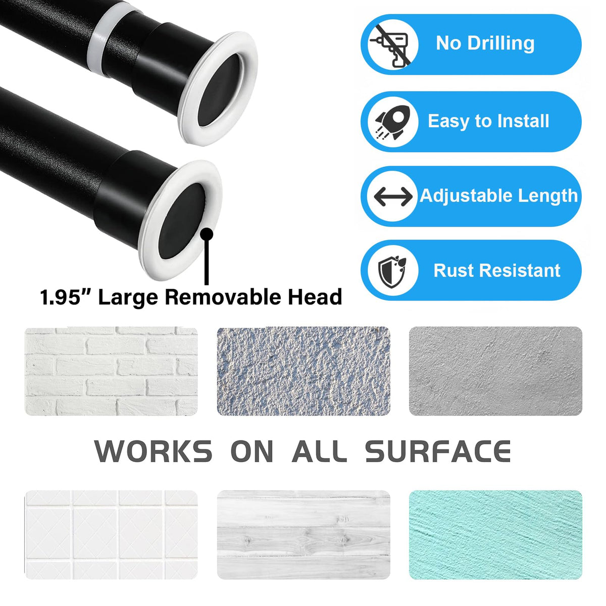 Ginbel Direct heavy-duty rod supports up to 44 lb curtains