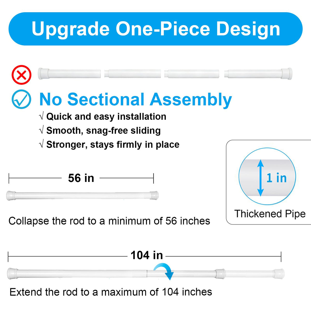 Ginbel Direct versatile curtain rod perfect for windows, doors, closets