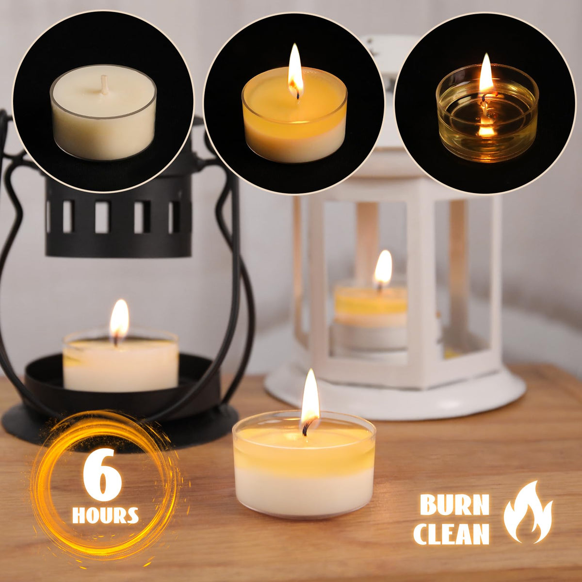 Ginitiri reusable-clear-cup tealights complement minimalist décor.