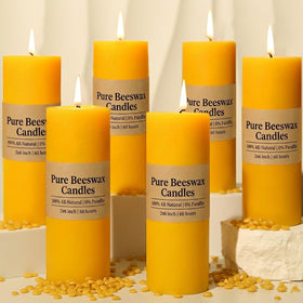 Ginitiri home decor bulk beeswax pillar candles in box.