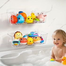 Ginnerella bath toy storage 2-pack with transparent design for quick access