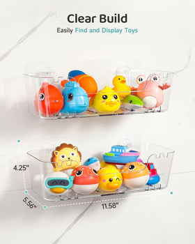 Ginnerella durable clear plastic bath toy storage built to last