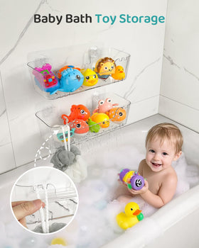 Ginnerella transparent bath toy holder showing toys at a glance