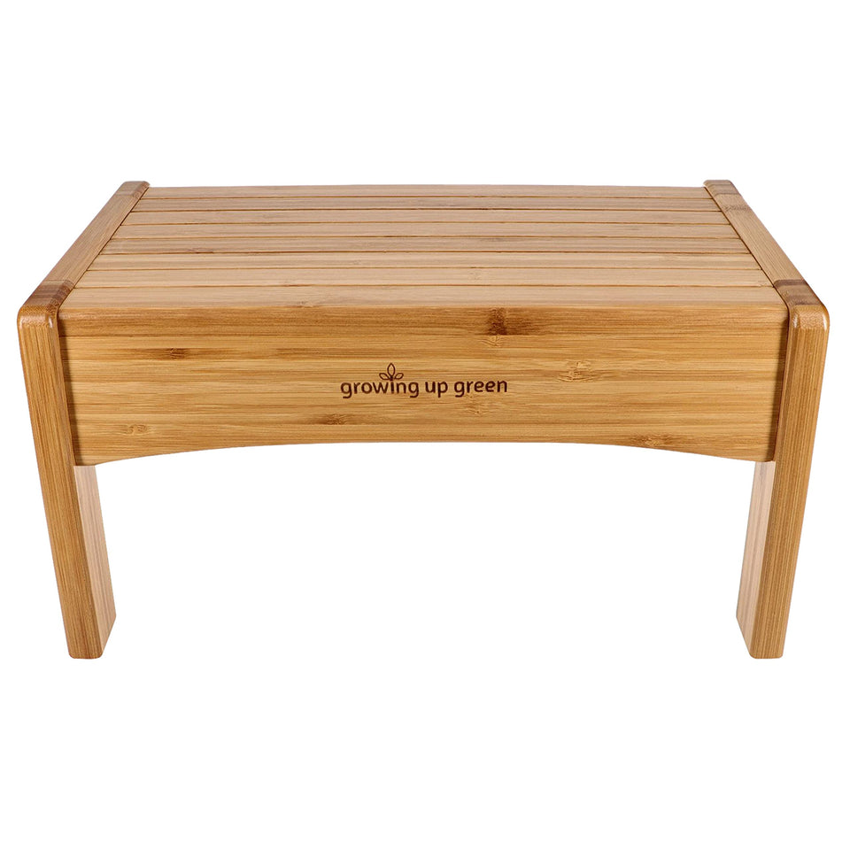 Ginsey Growing Up Green stool top view showing stable reach for little hands.