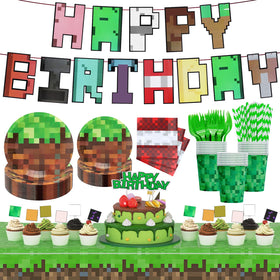 Ginyoyo pixel banner for birthday party, bold festive letters