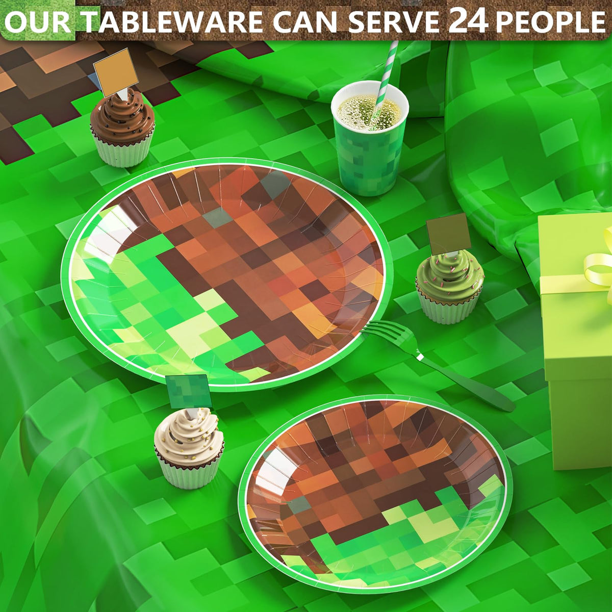 Ginyoyo pixel dinner plates sturdy for pizza and cake