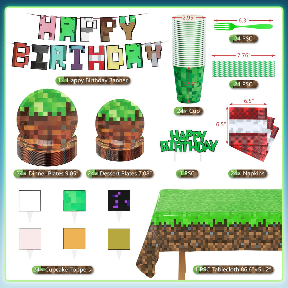 Ginyoyo pixel tablecloth protects surfaces with colorful game-themed design