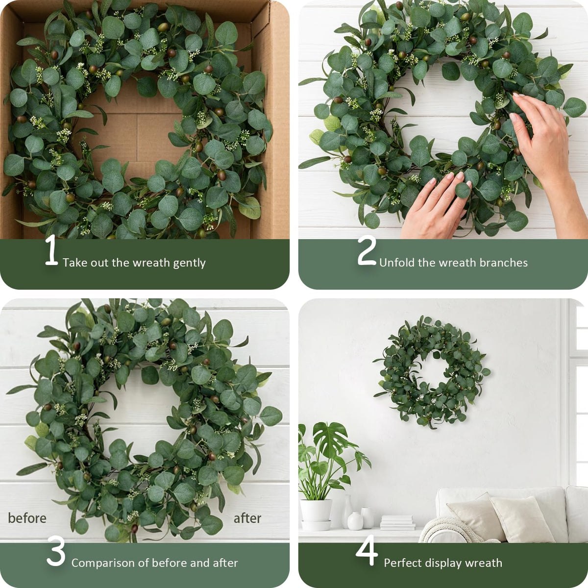 GinzeTop silk foliage all-season wreath designed for indoor and outdoor use