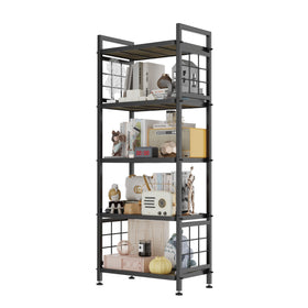 GIOTORENT 5-tier shelves with wooden boards for sturdy pantry organization.