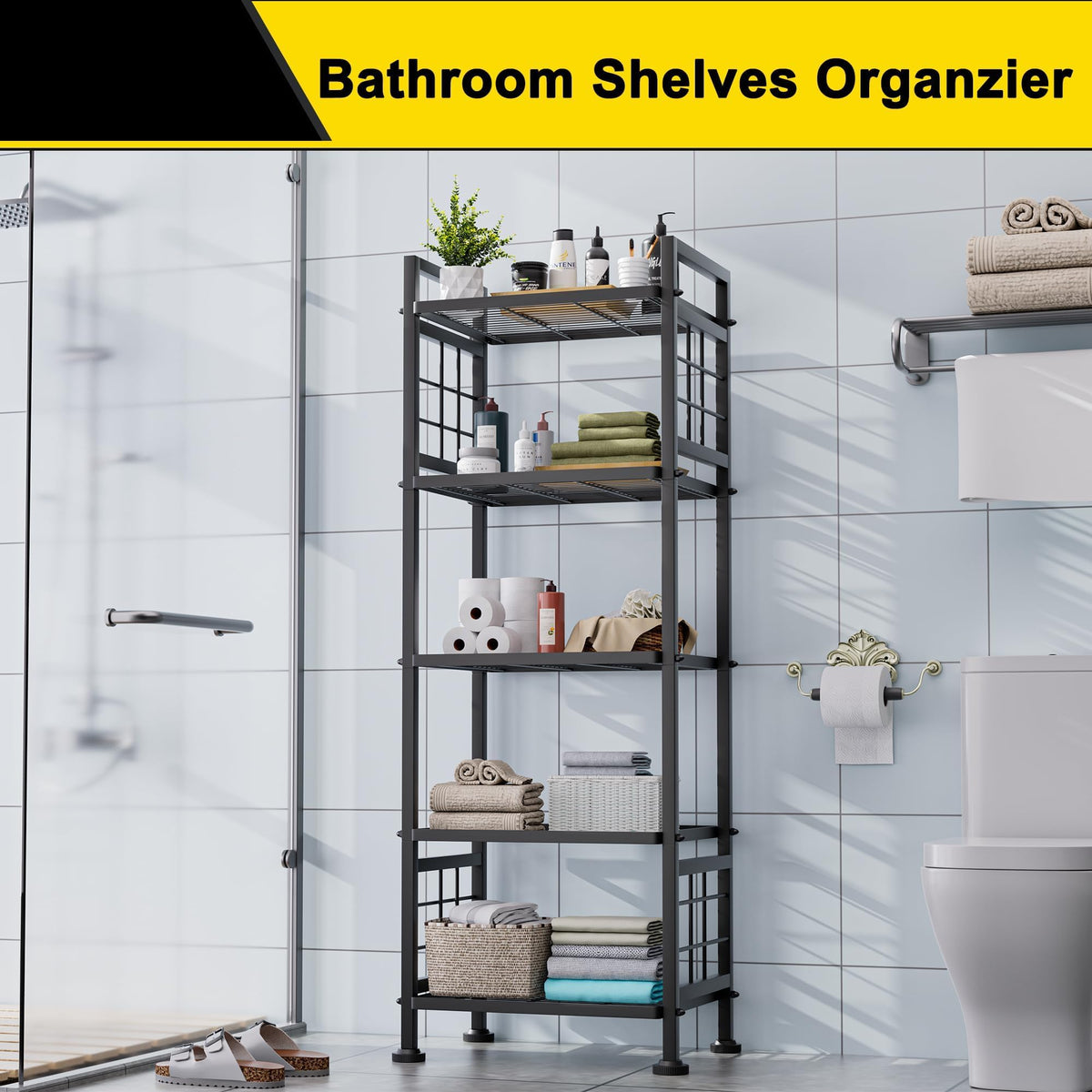 GIOTORENT shelf near sink shows rust-resistant coating for easy cleaning.