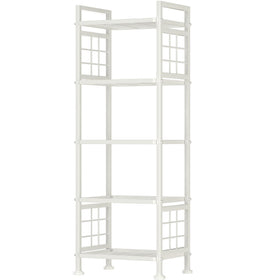GIOTORENT 5-Wire shelves front view showing sturdy white metal storage
