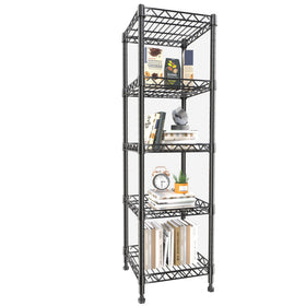 GIOTORENT 5-tier shelving unit with a compact footprint for tight spaces.