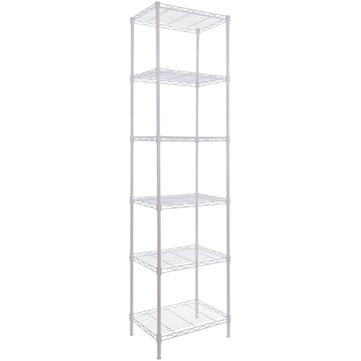 GIOTORENT 6-tier standing shelf in white, front view, ideal for pantry organization