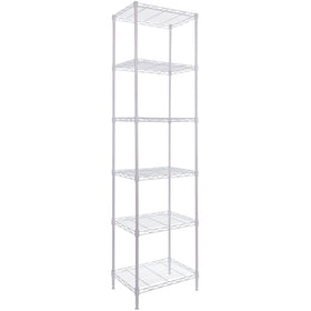 GIOTORENT 6-tier standing shelf in white, front view, ideal for pantry organization
