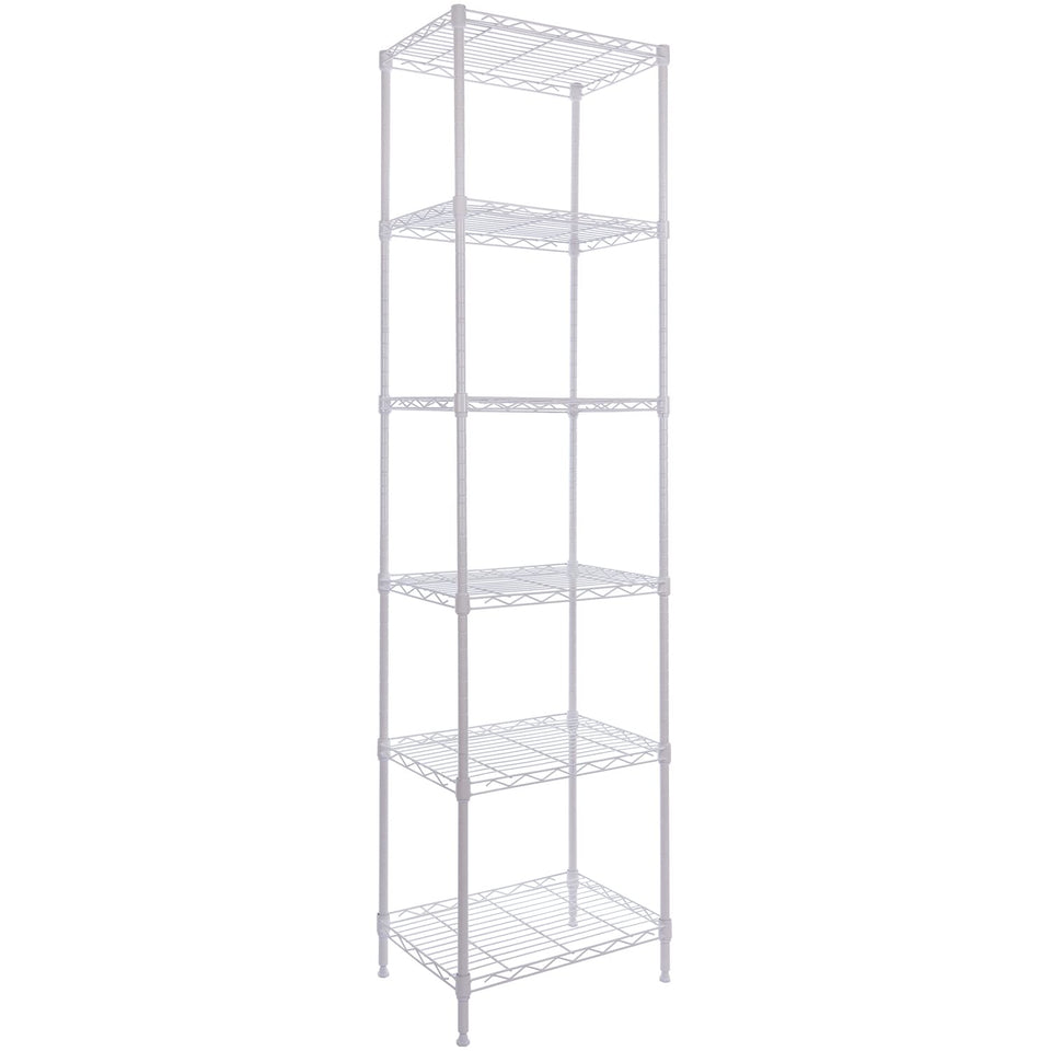 GIOTORENT 6-tier standing shelf in white, front view, ideal for pantry organization