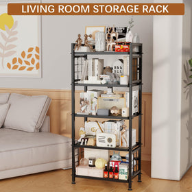 GIOTORENT #-side design adds modern style to rugged shelving.