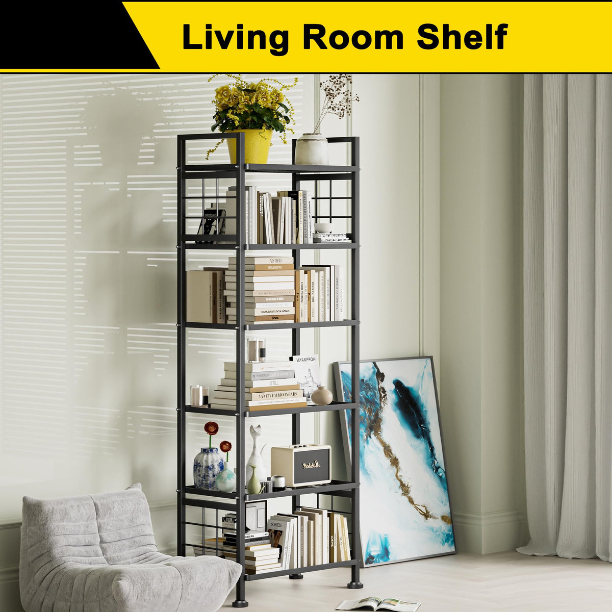 GIOTORENT pantry rack kitchen storage highlights adjustable shelves for flexible organization.