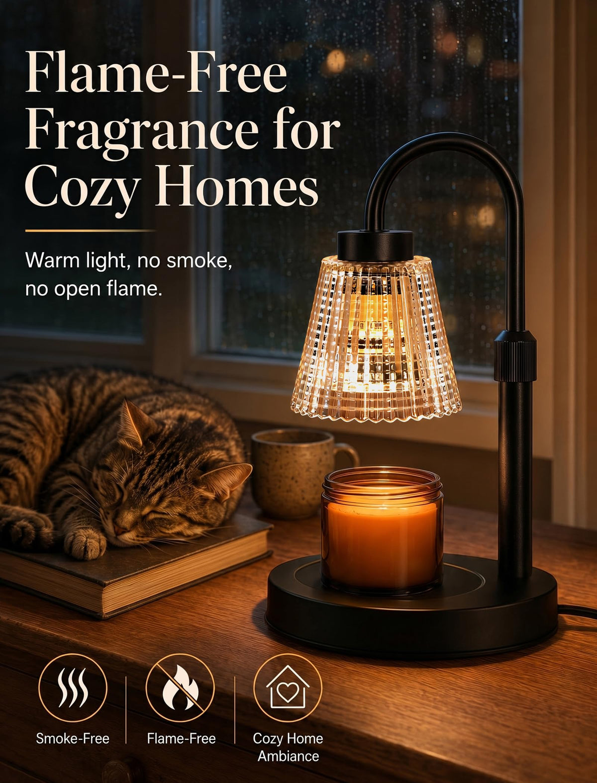 Girece warmer lamp adjustable height handles various candle sizes