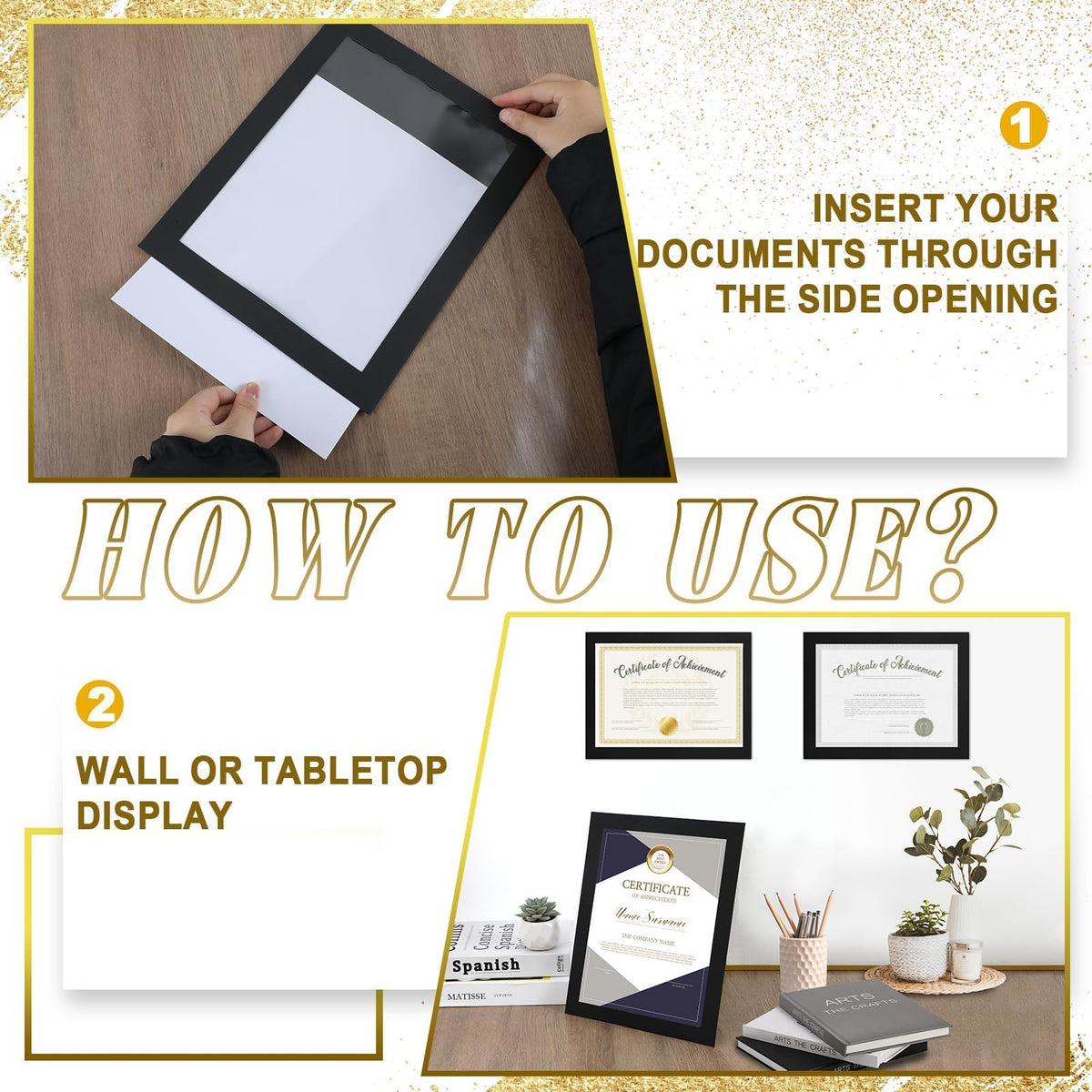 gisgfim 8.5x11 frame includes hangers and kickstand for flexible display.
