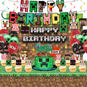 GISUKA Pixel birthday backdrop enhances photos with vibrant colors and a playful theme.