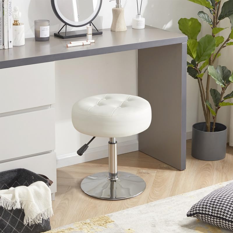Gitrah vanity chair tilt-adjustment for personalized seating height.