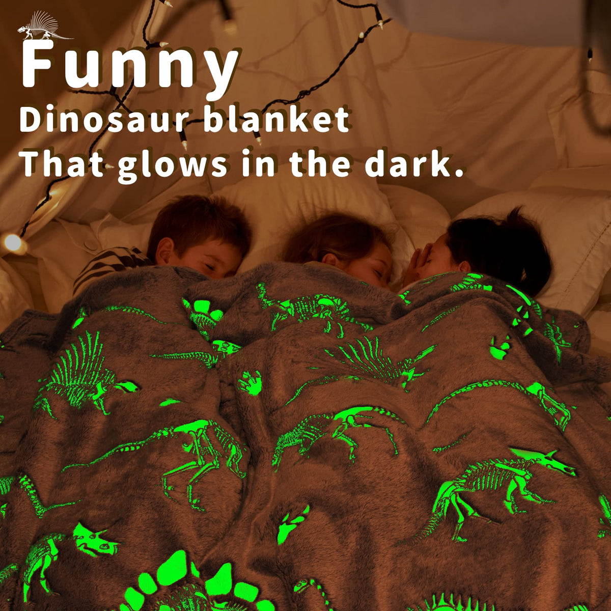 Gitrat Glow Dinosaur Blanket on bed or couch for versatile use