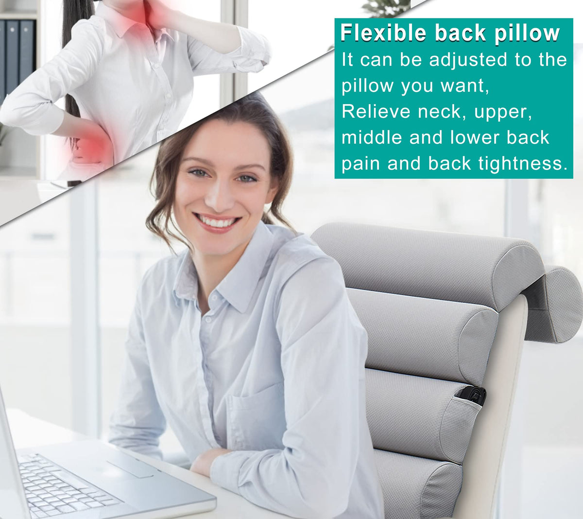GIVANLEE adjustable six-semicircular cushion demonstrates customized spine contour for better posture.
