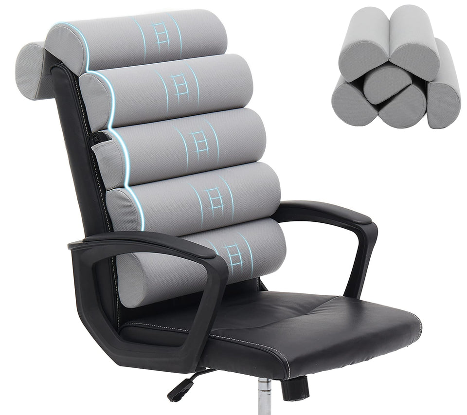 GIVANLEE ergonomic lumbar pillow supports long hours on a high-back chair for targeted neck through lower-back comfort.
