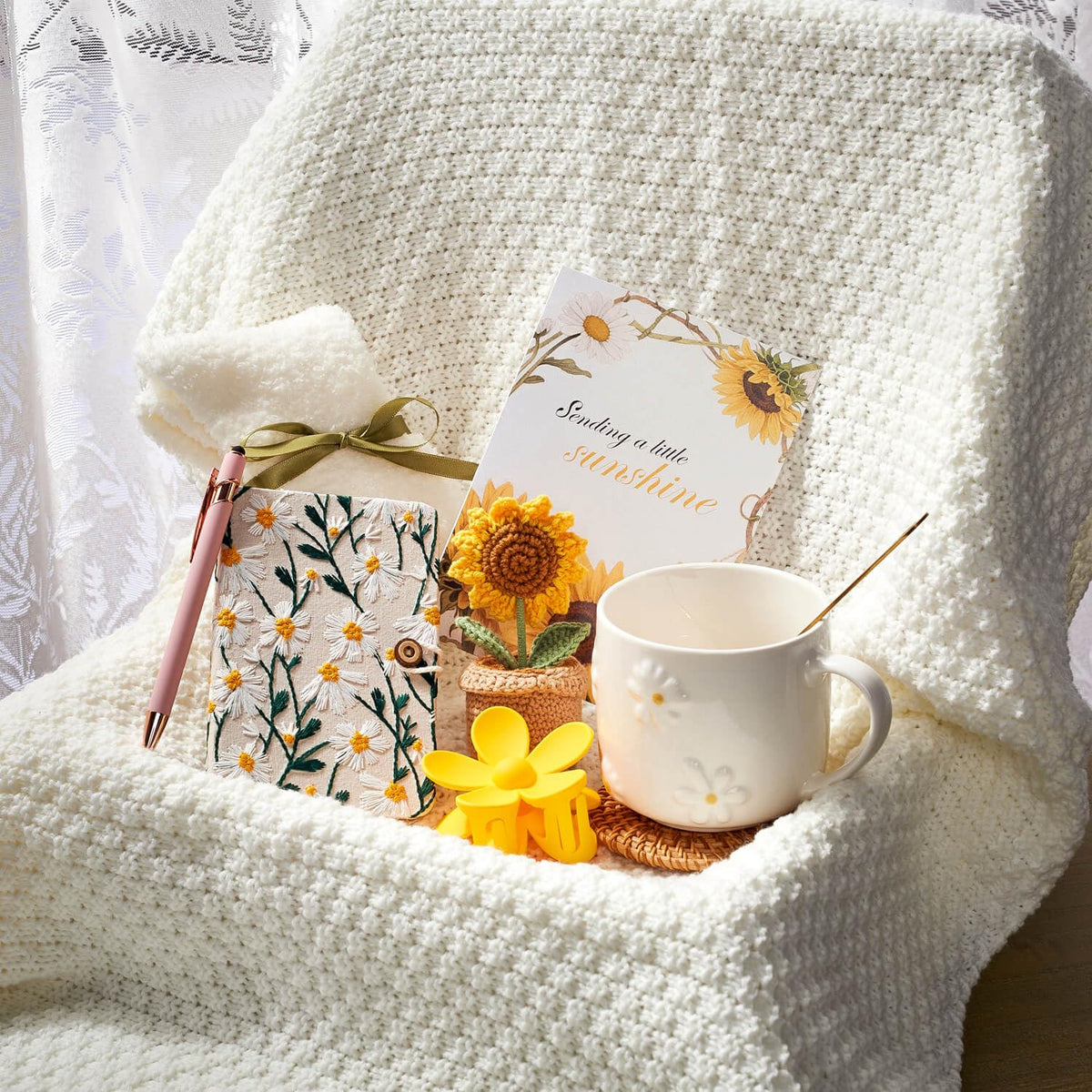 GivLovely Thinking of You cashmere blanket offers extra warmth for relaxation.