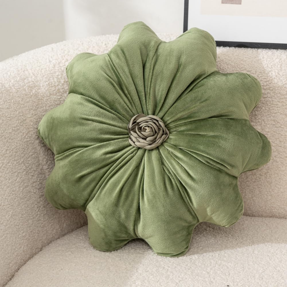 GKWW round velvet flower pillow for sofa decor and cozy comfort