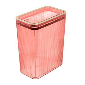 Glad 2.6-gallon bathroom trash can with pop-up lid in blush, ideal for small spaces.