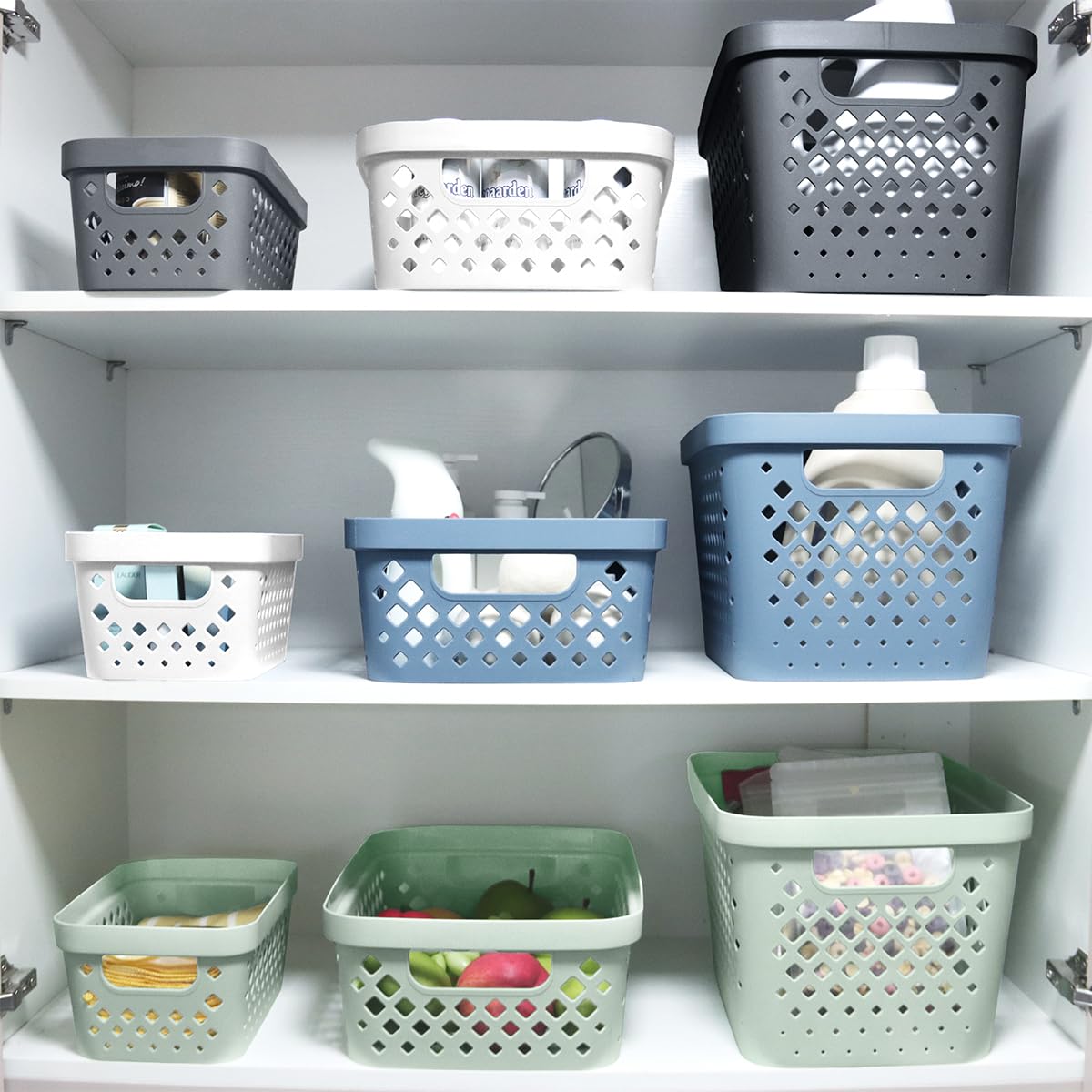 Glad Sage baskets in cabinet showcasing versatile organization