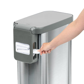 Glad Slim Trash Can has fingerprint-resistant stainless finish for easy cleaning.