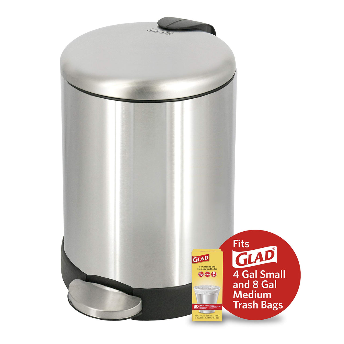Glad small trash can compact design fits under sinks and desks.