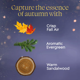 Glade Embers & Sandalwood fragrance notes blend crisp air, evergreen, and sandalwood.