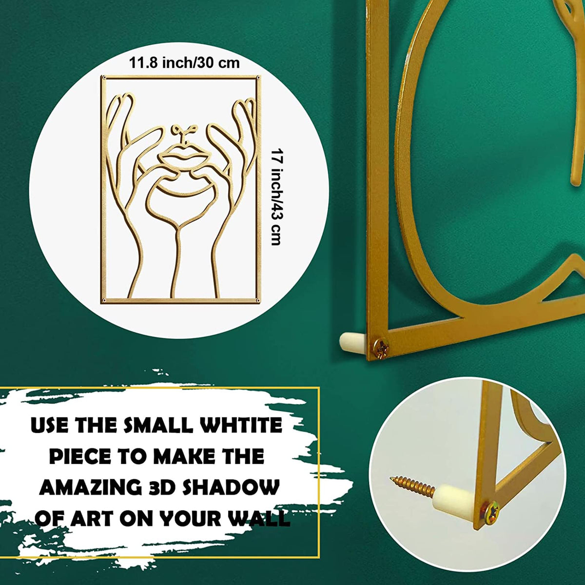 Glamativity gold wall art features 3D hollow design with shadow play.