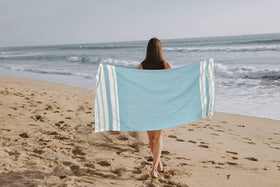 GLAMBURG aqua blue peshtemal towel, perfect for yoga or picnic