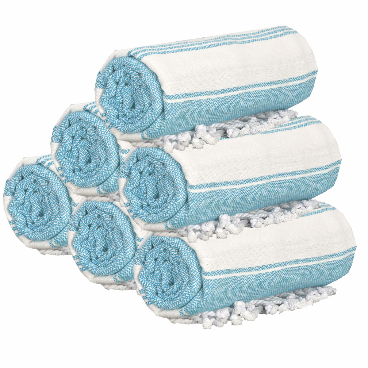 GLAMBURG peshtemal oversized towel in aqua blue with nautical stripes for beach use