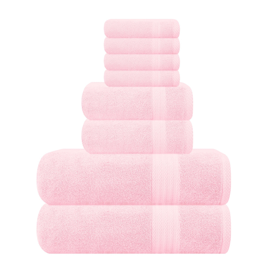 GLAMBURG Ultra Soft 8-Piece Towel Set packaging showcases premium quality.