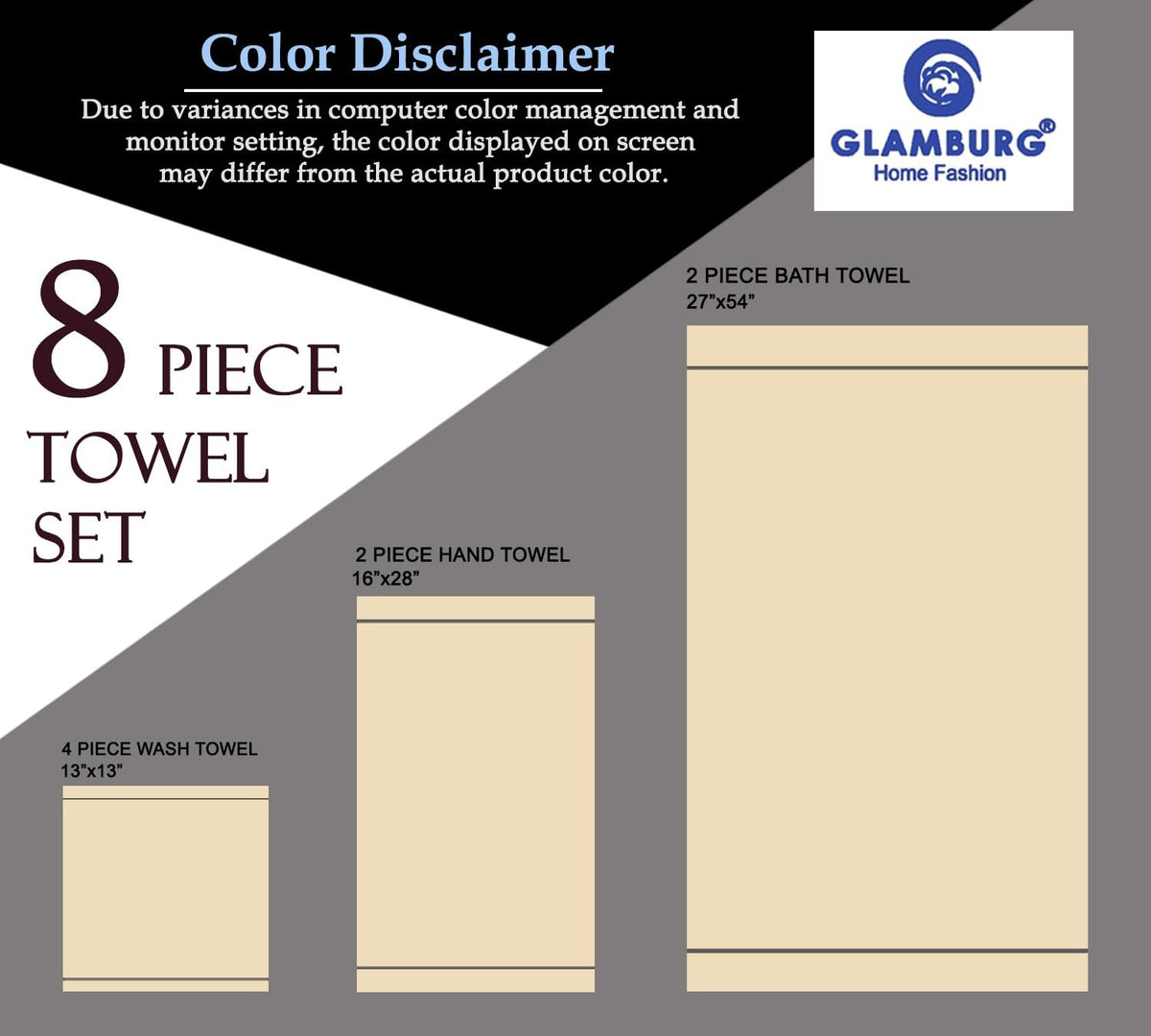 GLAMBURG washcloth 13x13, durable fibers for repeated use.