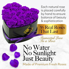 GLAMOUR BOUTIQUE heart box purple box front, elegant gift presentation.