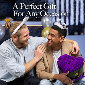 GLAMOUR BOUTIQUE presentation with purple ribbon, premium gift packaging.