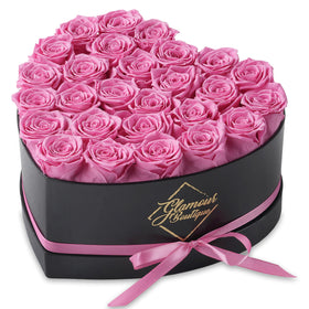 GLAMOUR BOUTIQUE heart box pink roses for long-lasting home decor.