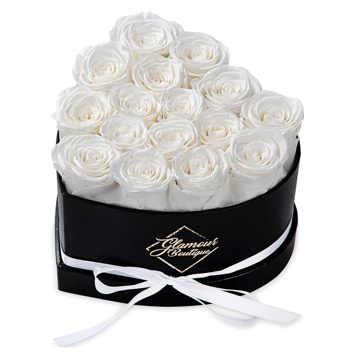 GLAMOUR BOUTIQUE heart box roses closeup for gifting