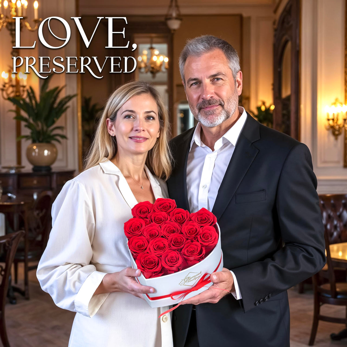 GLAMOUR BOUTIQUE home decor roses in box adds timeless elegance to spaces.