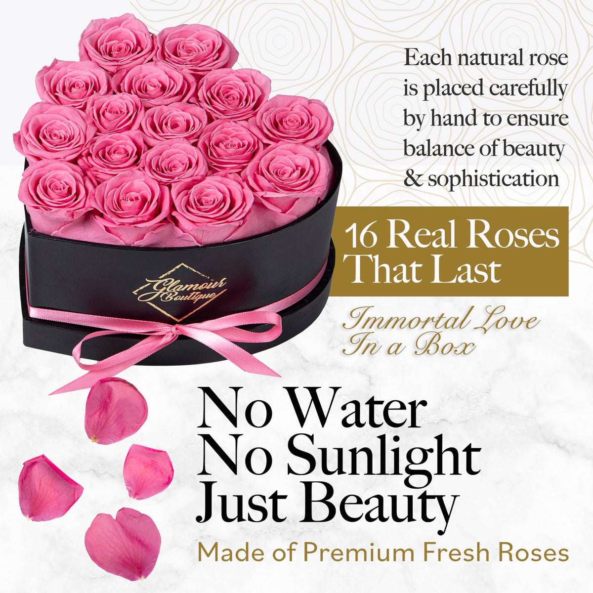 GLAMOUR BOUTIQUE pink heart box on open display ready to gift