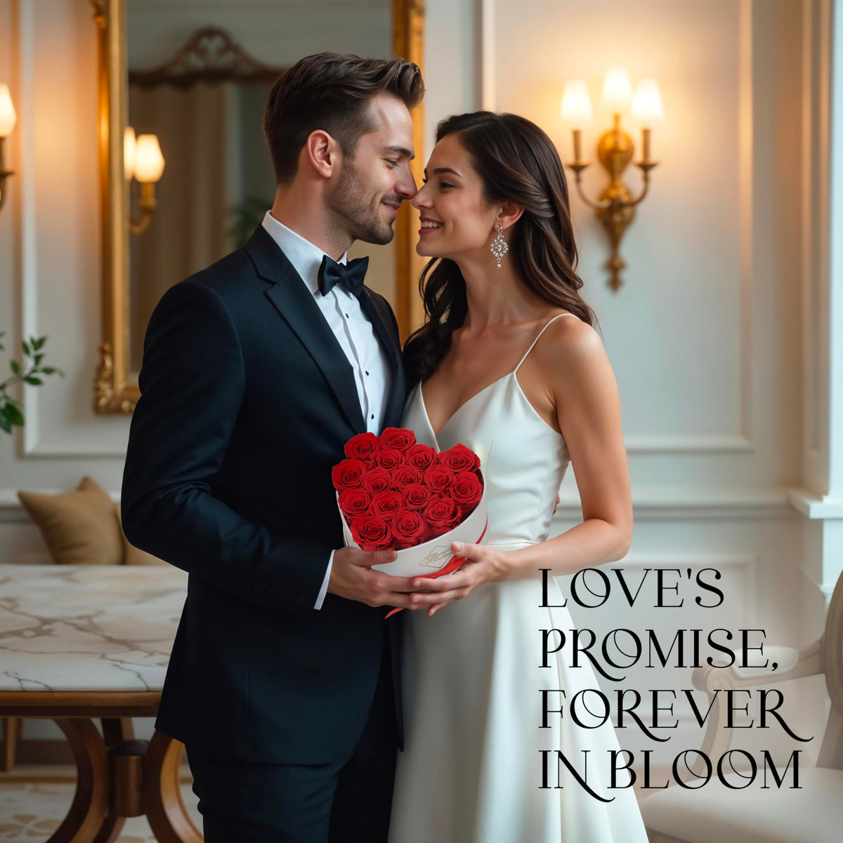 GLAMOUR BOUTIQUE preserved rose red close-up captures vibrant color that endures.