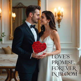 GLAMOUR BOUTIQUE preserved rose red close-up captures vibrant color that endures.