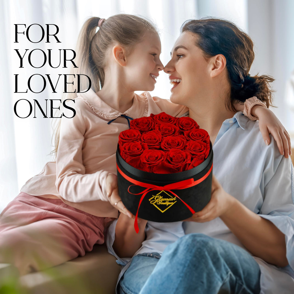 GLAMOUR BOUTIQUE preserved roses in a black velvet heart box make a standout Valentines gift.