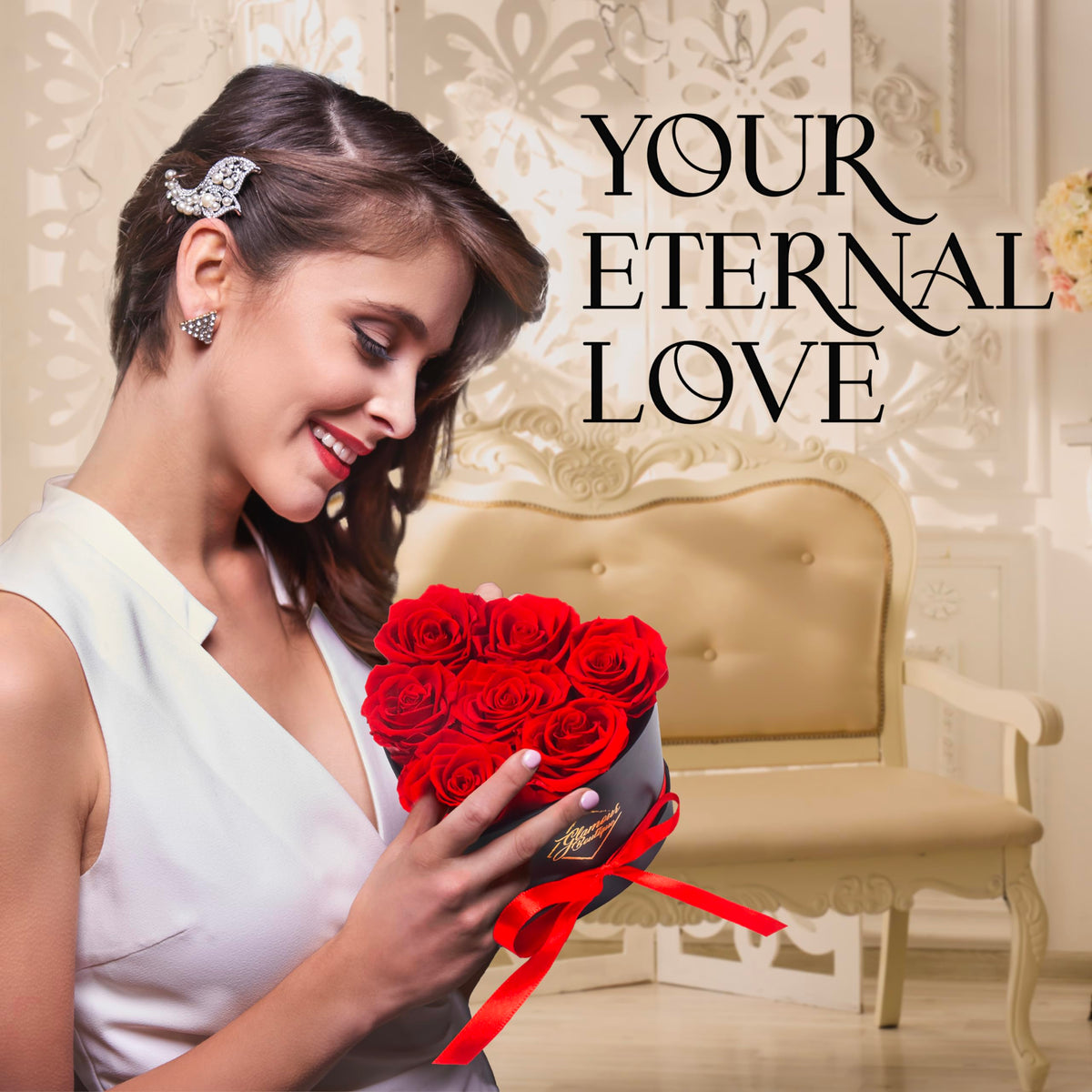 GLAMOUR BOUTIQUE teal rose heart box delivers bold decorative touch